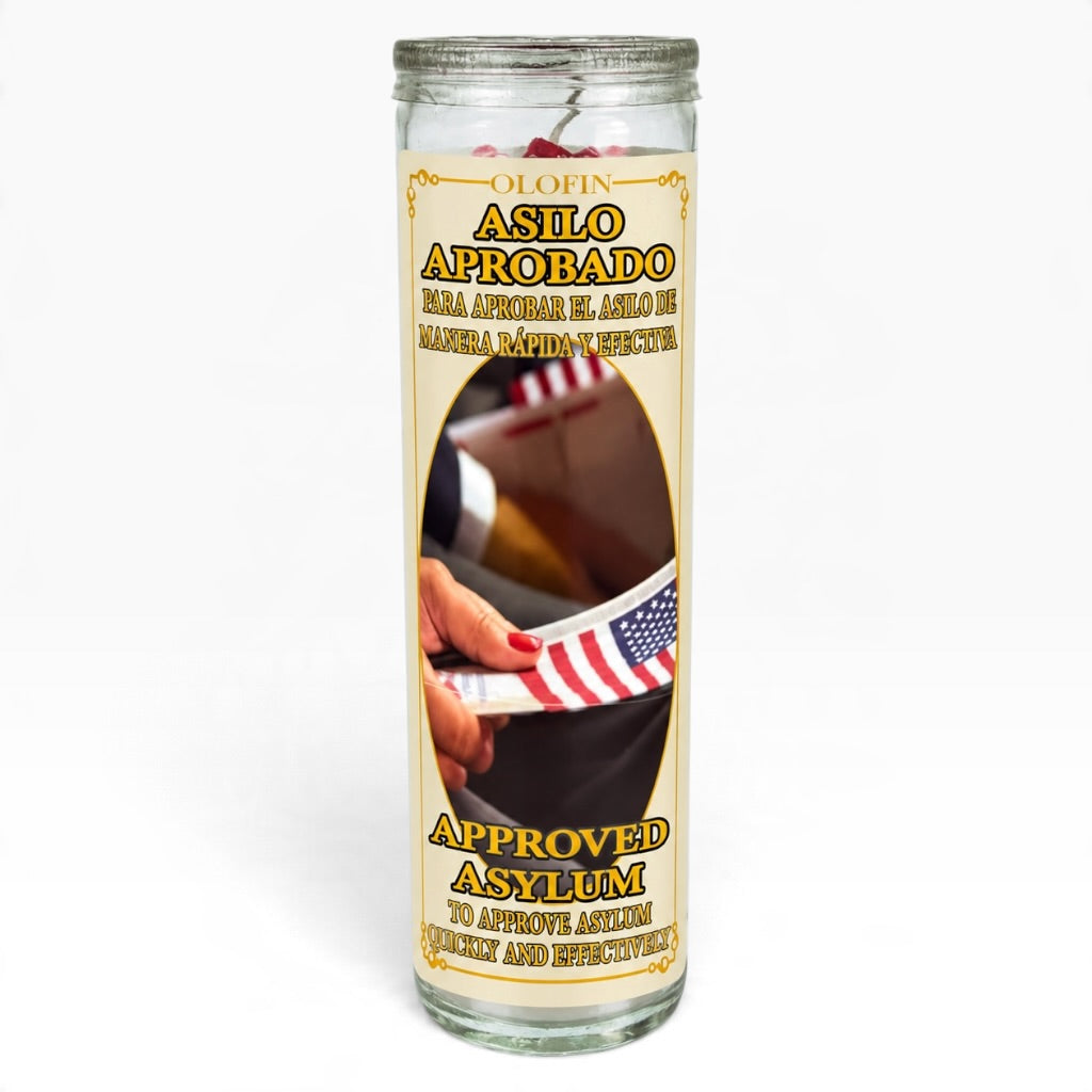 Asilo Aprobado - Approved Asylum Prepared Ritual Candle Perfumed Vela Preparada