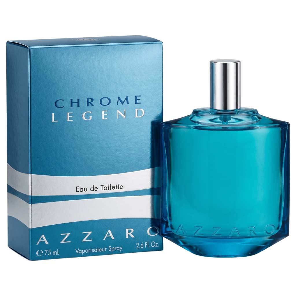 Azzaro Chrome Legend Eau de Toilette bottle and packaging on a white background