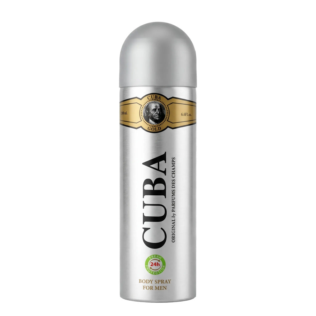 Cuba Gold body spray bottle on a transparent background