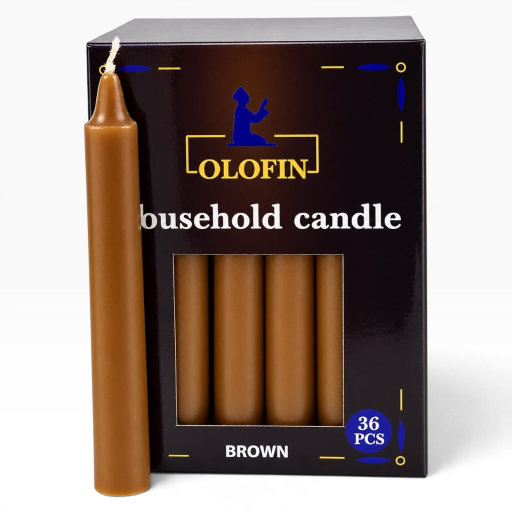 Brown Olofin Household Candles 6” – 36 Count Box