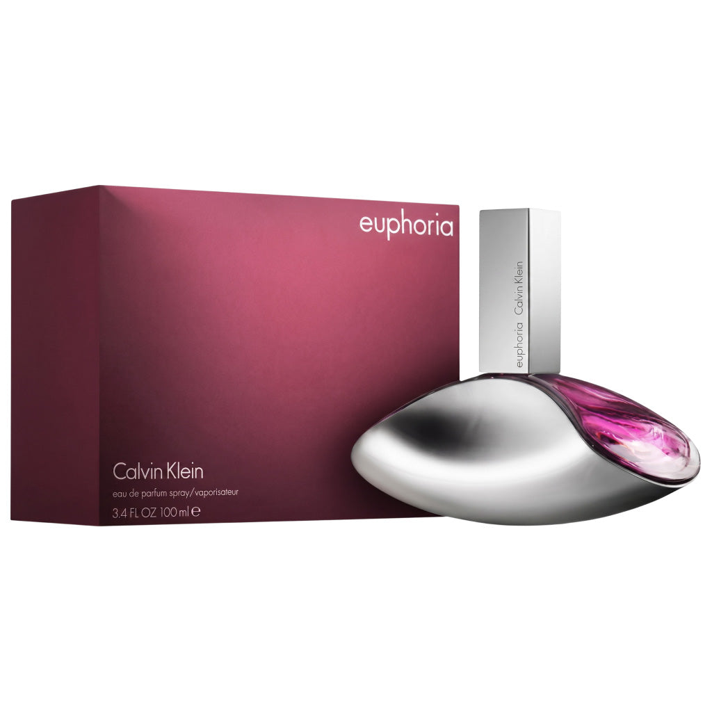 Calvin Klein Euphoria perfume bottle and packaging on a white background