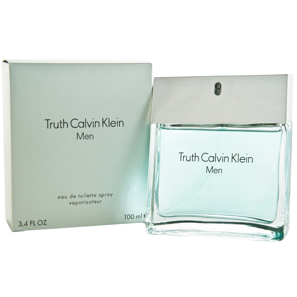 Calvin Klein Truth Men perfume bottle and packaging on a white background