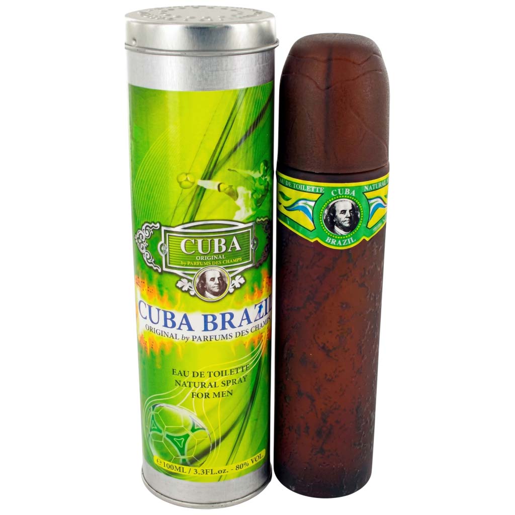 Cuba Brazil perfume bottle and packaging on a white background