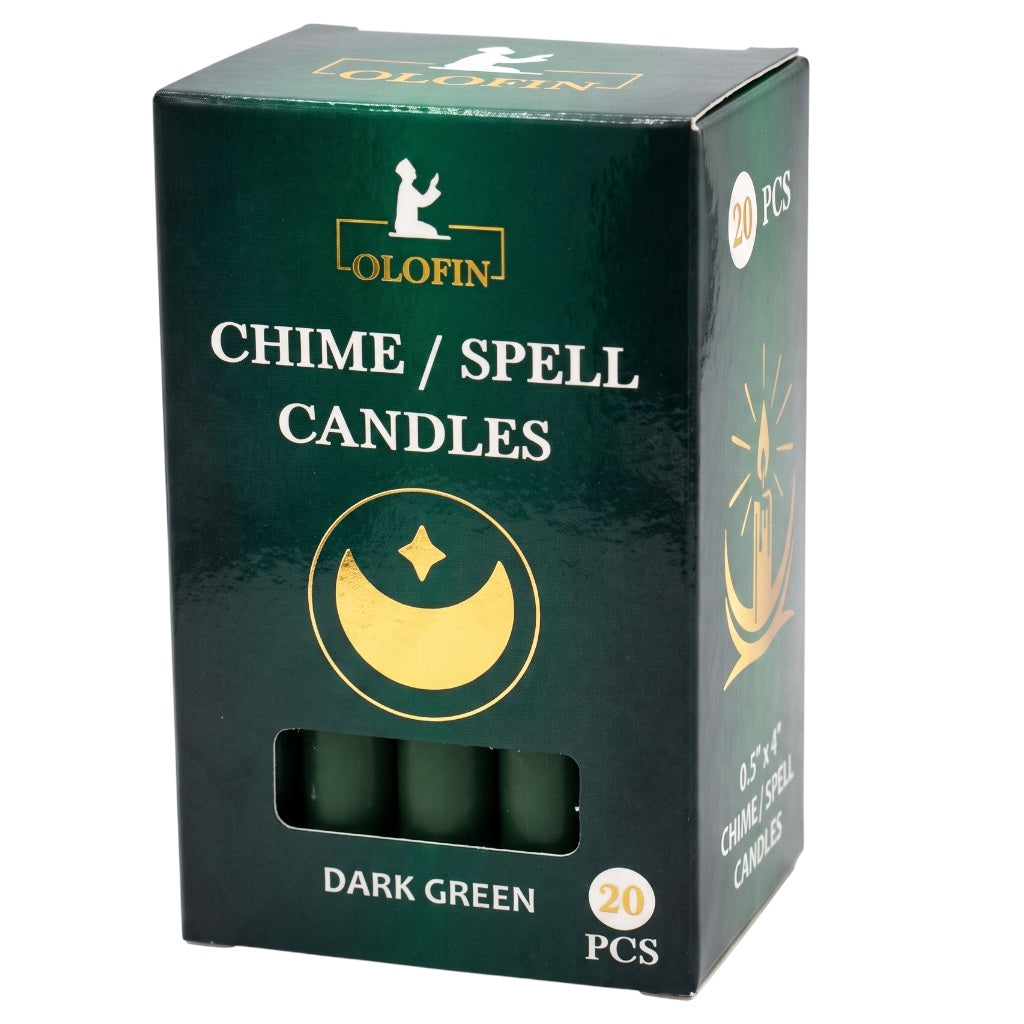 Dark Green Chime /Spell Candles 20ct Box 4”