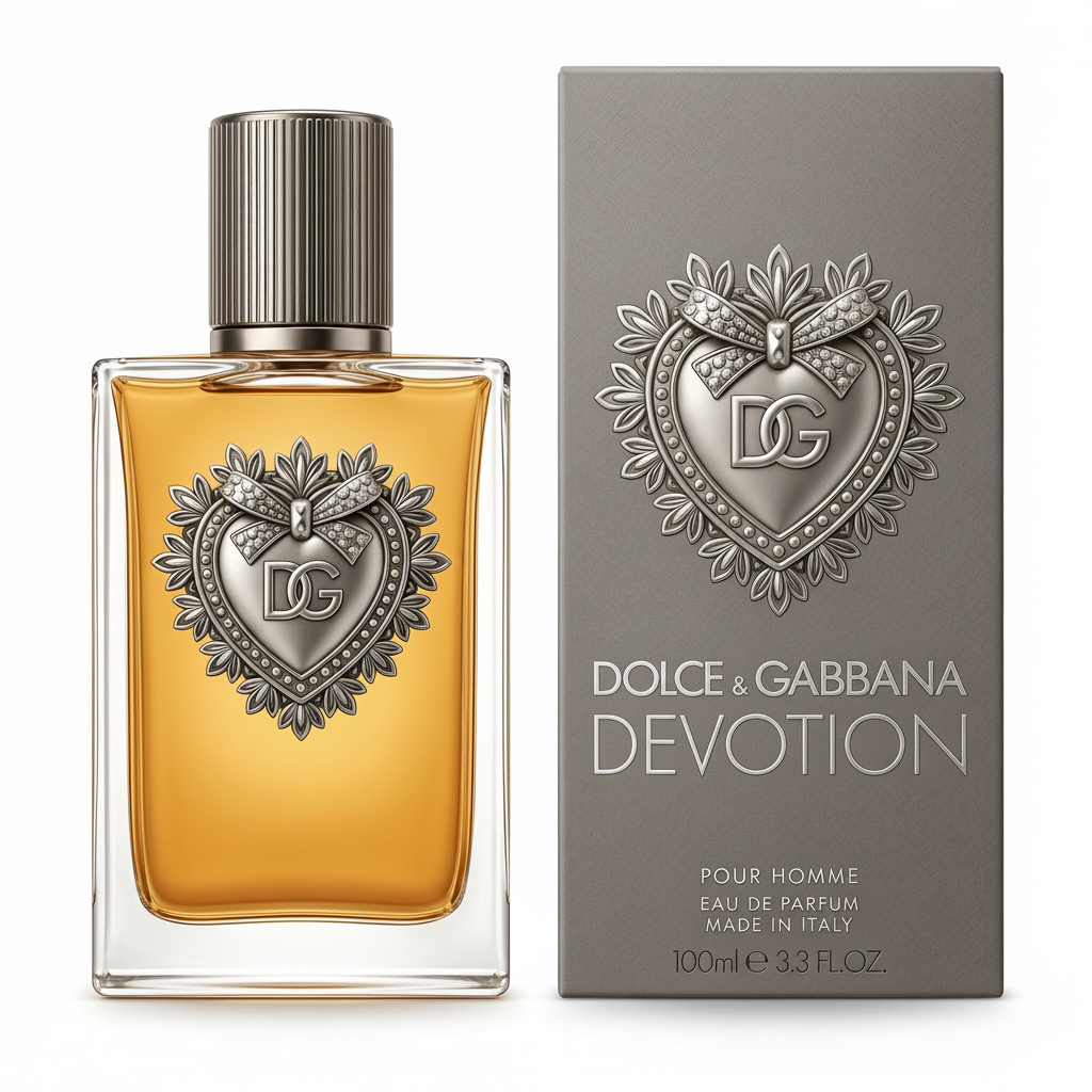 Dolce & Gabbana Devotion perfume bottle and packaging on a white background