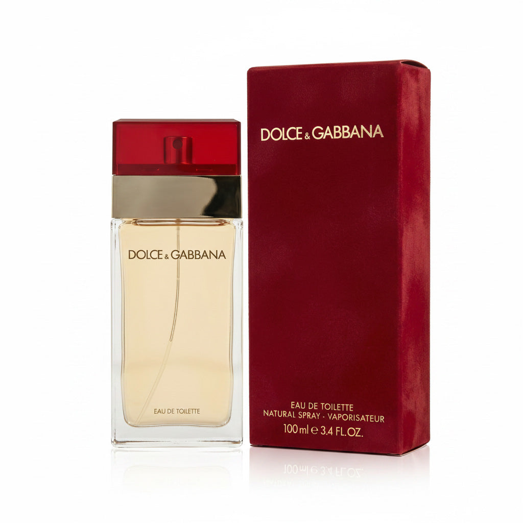 Dolce & Gabbana perfume bottle and packaging on a white background