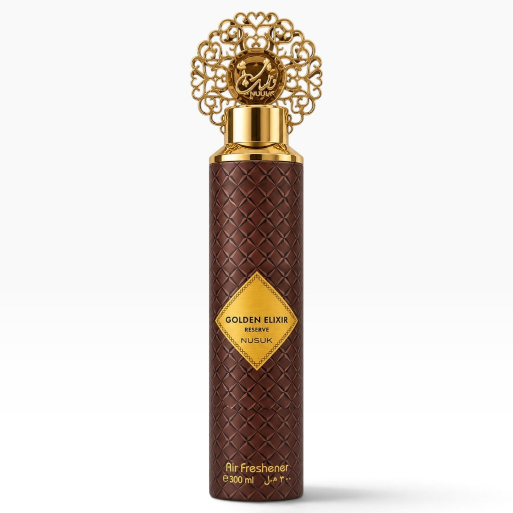Golden Elixir Reserve Nusuk Air Freshener 300ml | Luxury Arabian Home Fragrance Spray