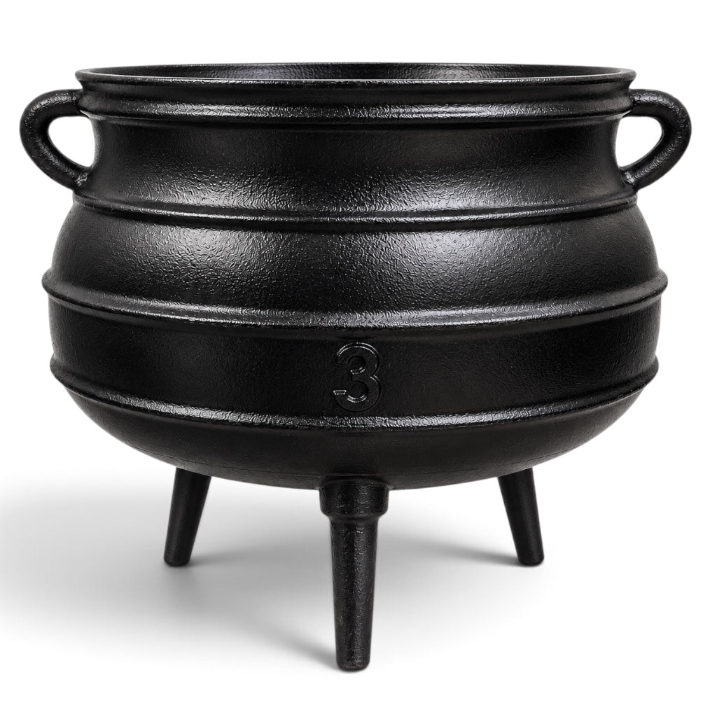 Cast Iron Caldero Pot #3 – Traditional 3-Legged Iron Cauldron for Santeria, Ifa & Orisha Rituals
