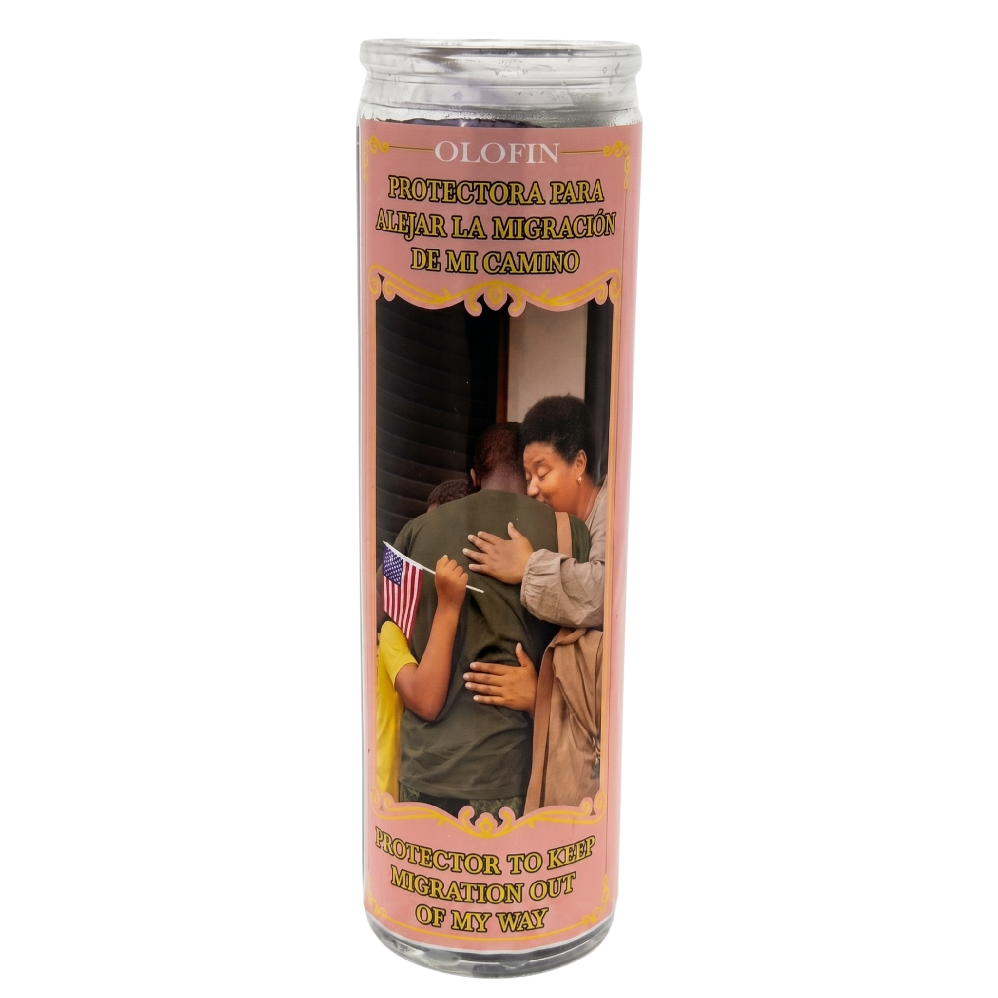 Protectora Para Alejar La Migración De Mi Camino(Protector To Keep Immigration Out Of My Way) Prepared Ritual Candle Perfumed