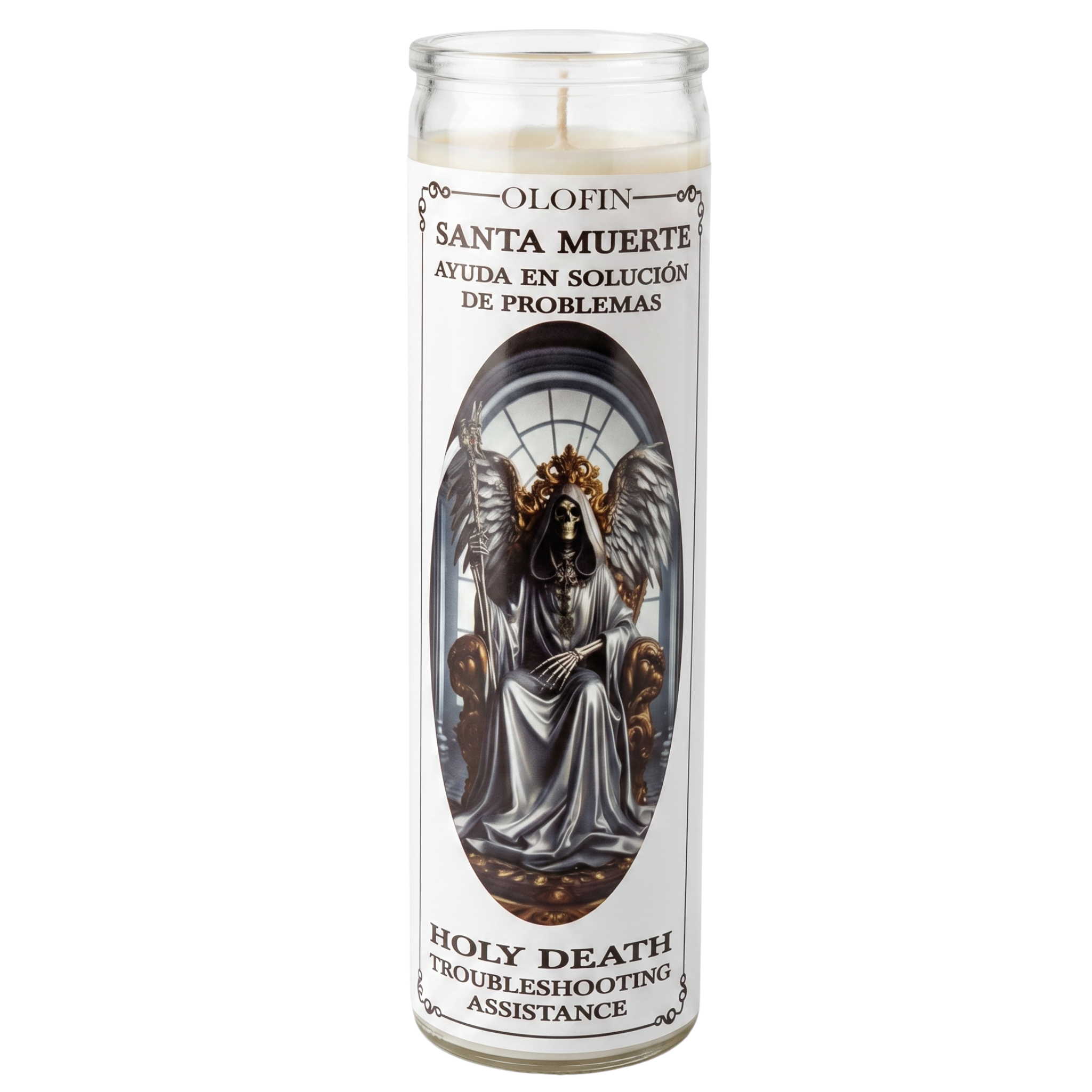 Santa Muerte Blanca (Holy Death White Label) Prepared Ritual Candle Perfumed