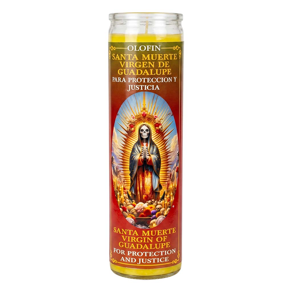 Santa Muerte Virgen De Guadalupe (Holy Death Virgen Of Guadalupe) Prepared Ritual Candle Perfumed Vela Preparada