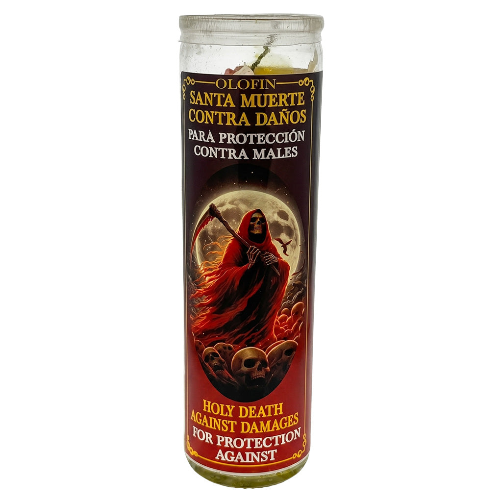 Santa Muerte Contra Danos (Holy Death Against Damages) Prepared Ritual Candle Perfumed Vela Preparada