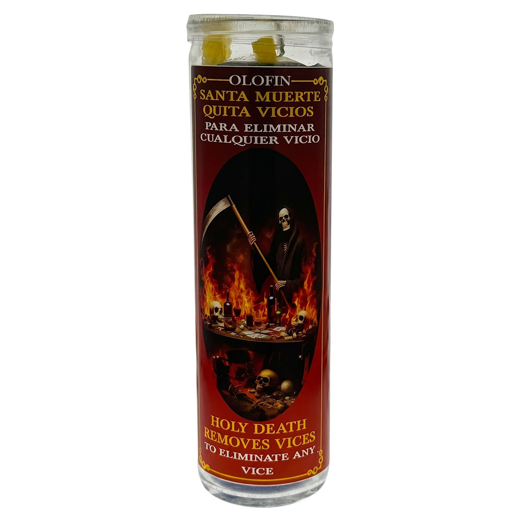 Santa Muerte Quita Vicios (Holy Death Removes Vices) Prepared Ritual Candle Perfumed Vela Preparada