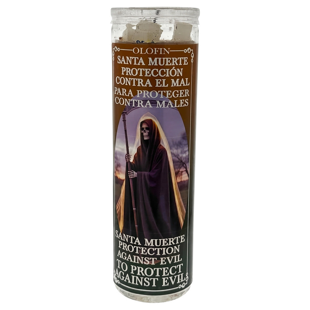 Santa Muerte Protección Contra El Mal (Holy Death Protection Against Evil) Prepared Ritual Candle Perfumed Vela Preparada