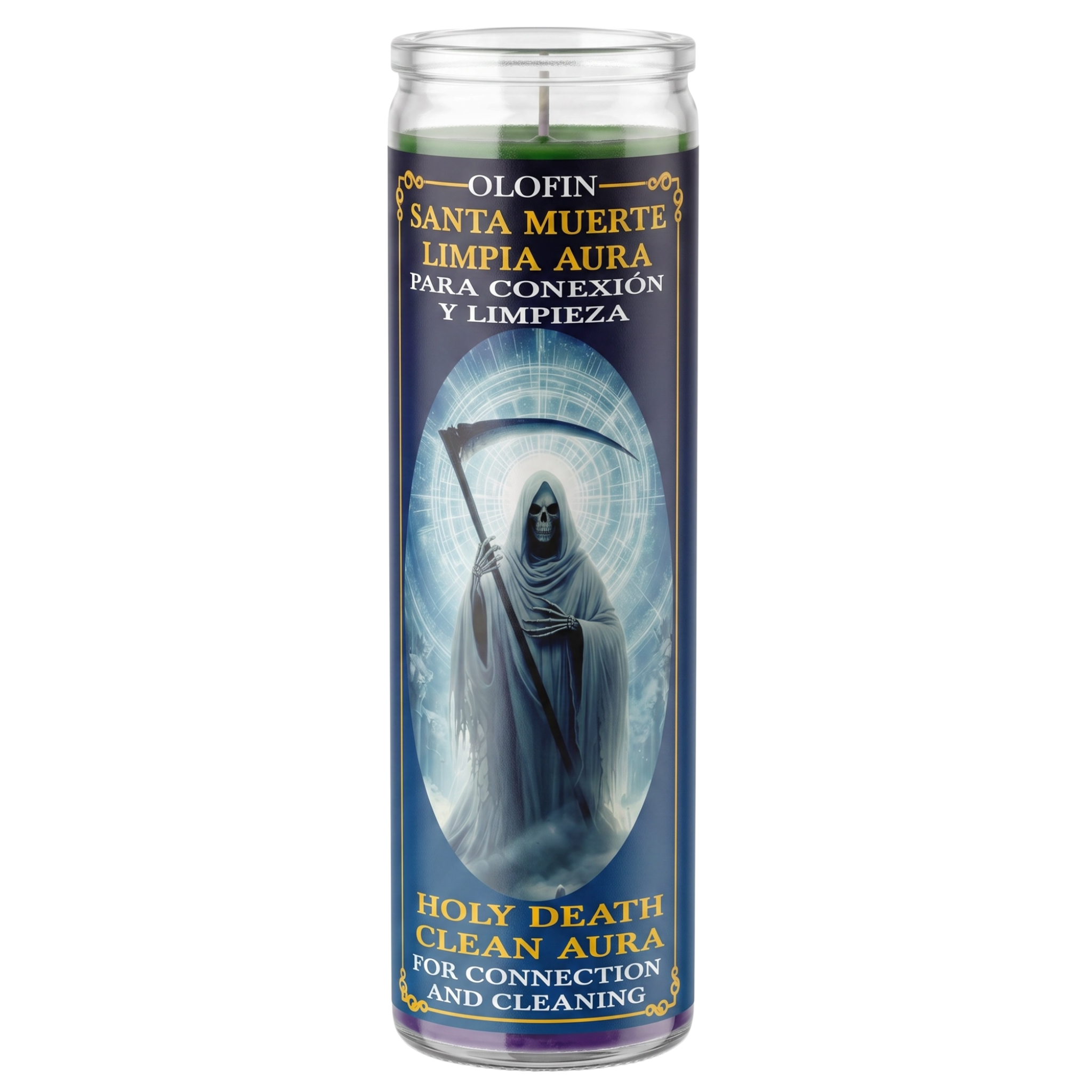 Santa Muerte Limpia Aura (Holy Death Clean Aura) Prepared Ritual Candle Perfumed