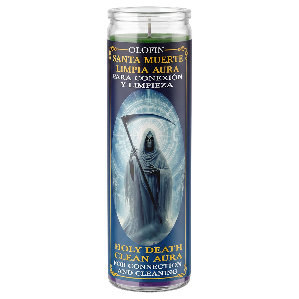Santa Muerte Limpia Aura (Holy Death Clean Aura) Prepared Ritual Candle Perfumed Vela Preparada