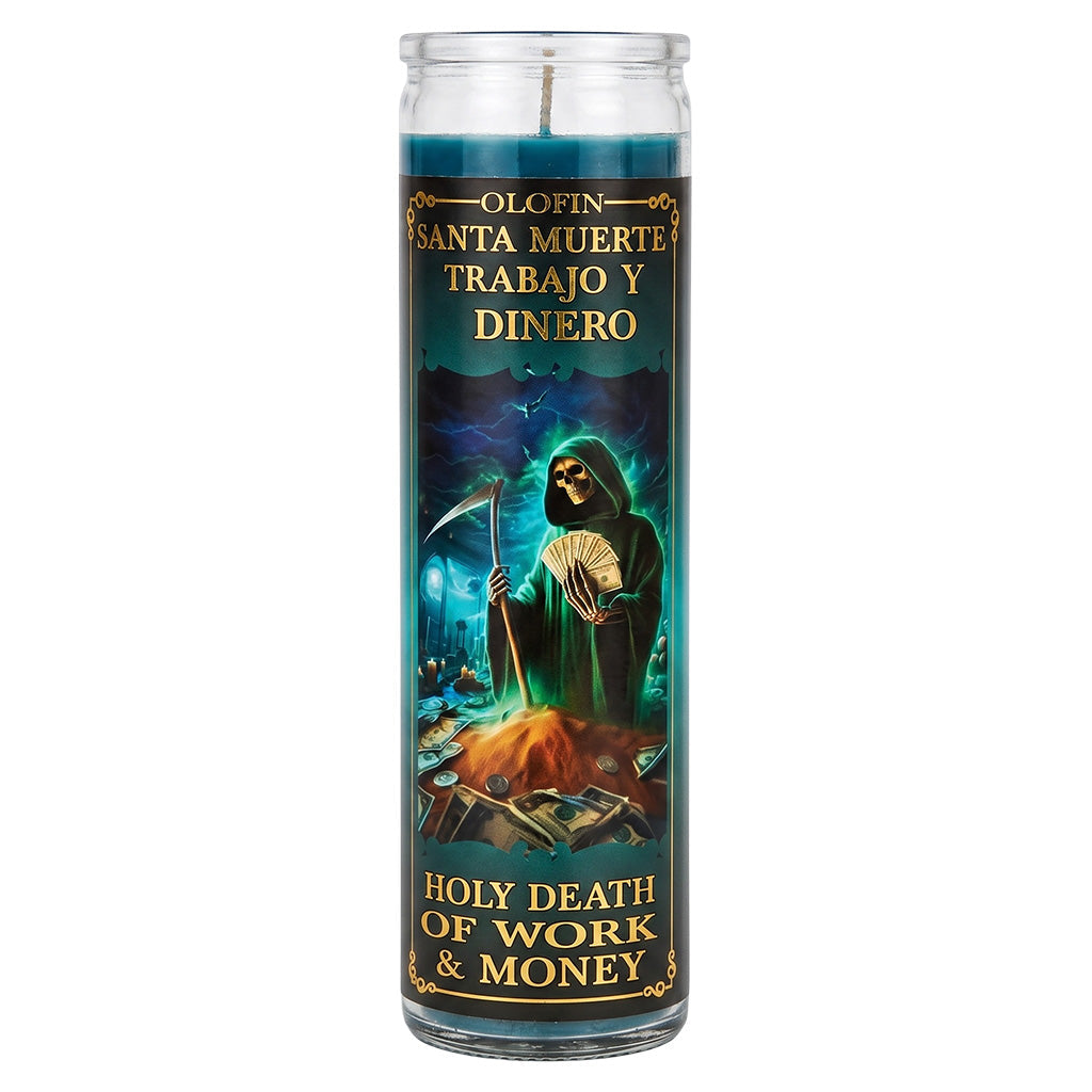 Santa Muerte Trabajo Y Dinero (Holy Death ) Prepared Ritual Candle Perfumed Vela Preparada