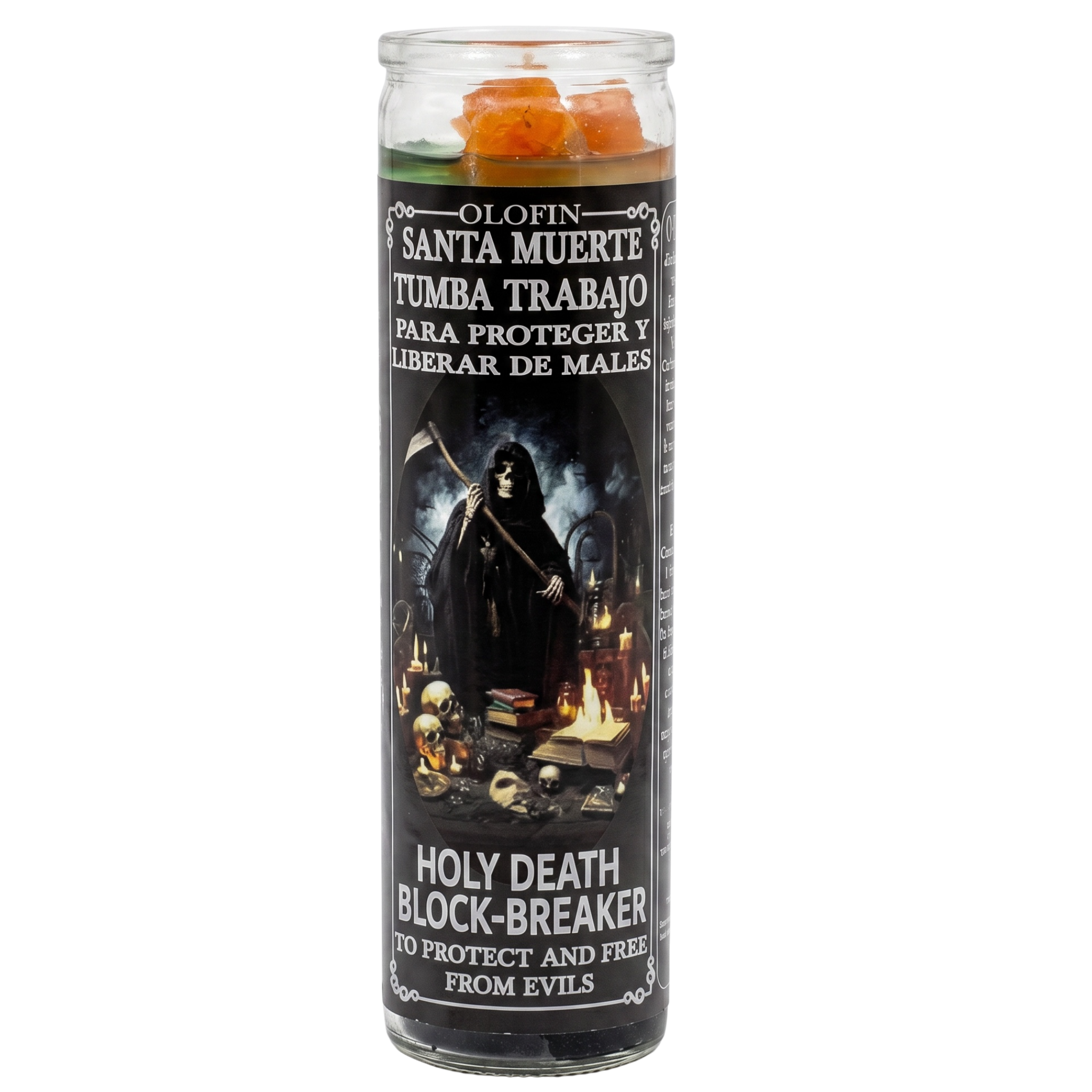 Santa Muerte Tumba Trabajo (Holy Death Block Breaker) Prepared Ritual Candle Perfumed