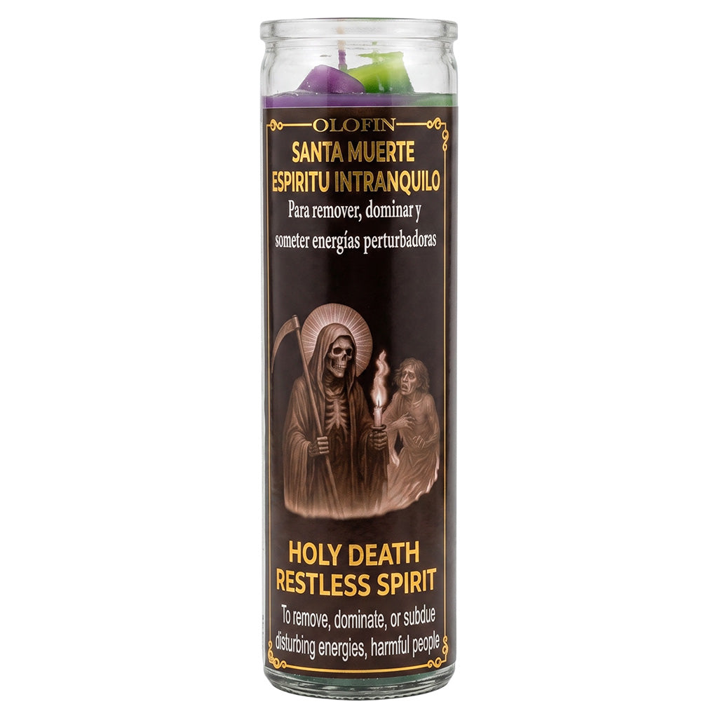 Santa Muerte Espíritu Intranquilo (Holy Death Restless Spirit) Prepared Ritual Candle Perfumed Vela Preparada