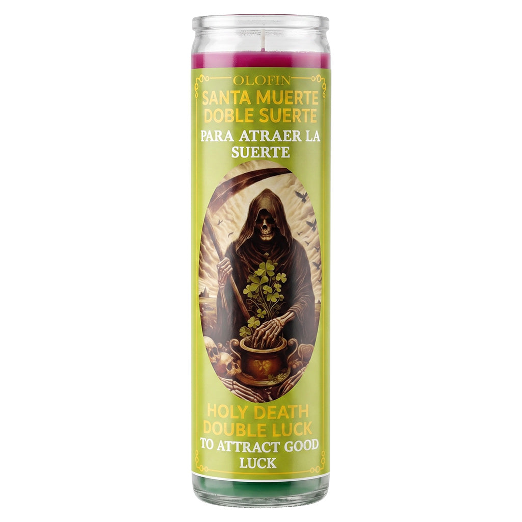 Santa Muerte Doble Suerte (Holy Death Double Luck) Prepared Ritual Candle Perfumed Vela Preparada
