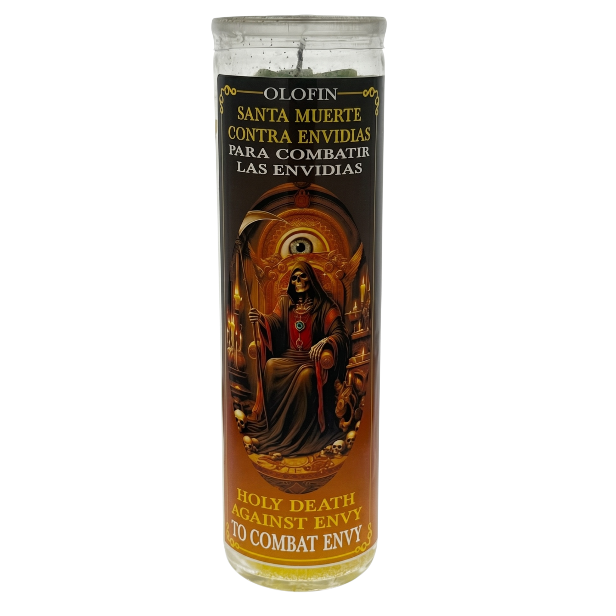 Santa Muerte Contra Envidias (Holy Death Against Envy) Prepared Ritual Candle Perfumed