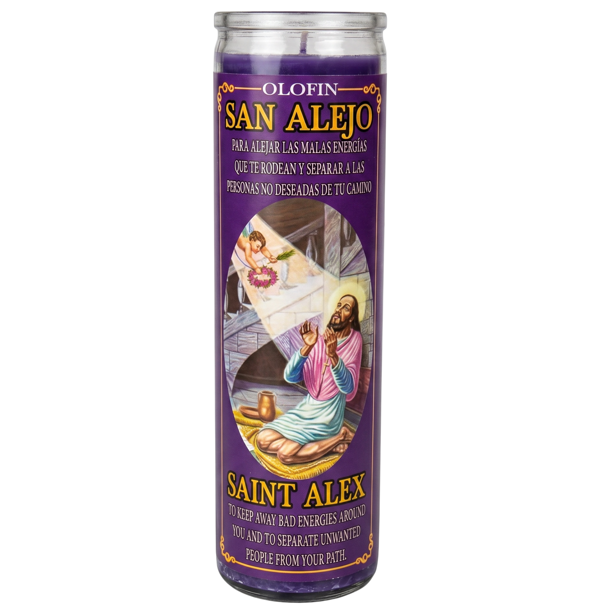 San Alejo (Saint Alex) Prepared Ritual Candle Perfumed