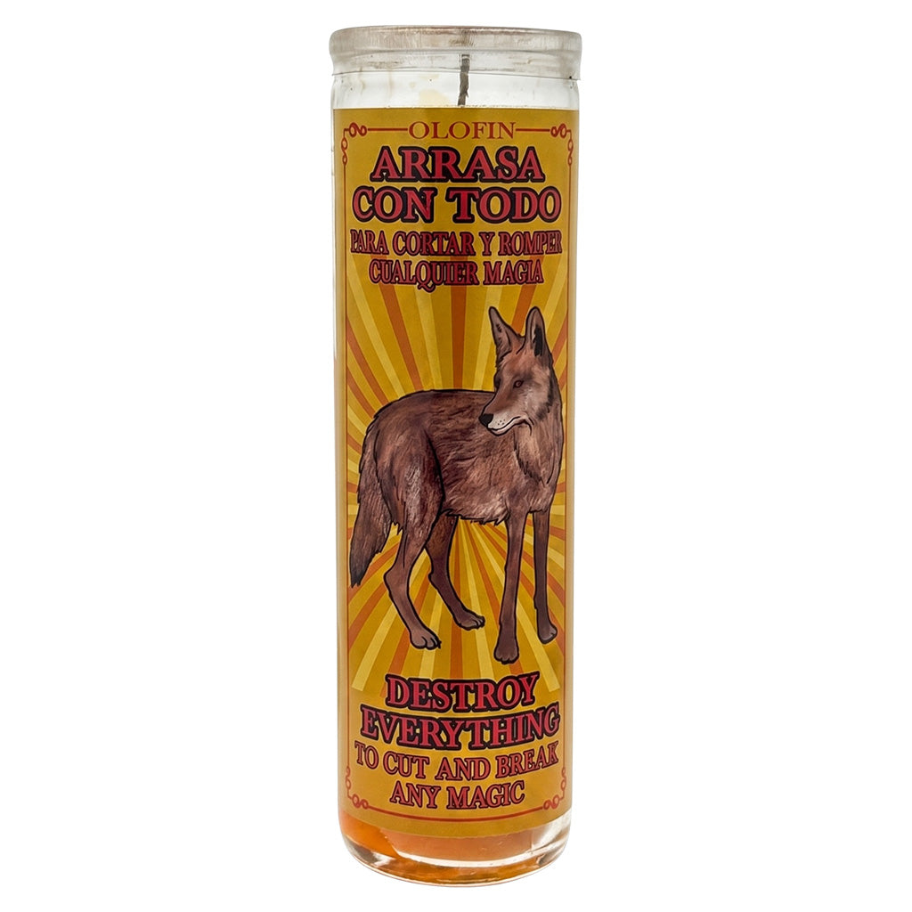 Arrasa Con Todo (Coyote)(Destroy Everything) Prepared Ritual Candle Perfumed Vela Preparada