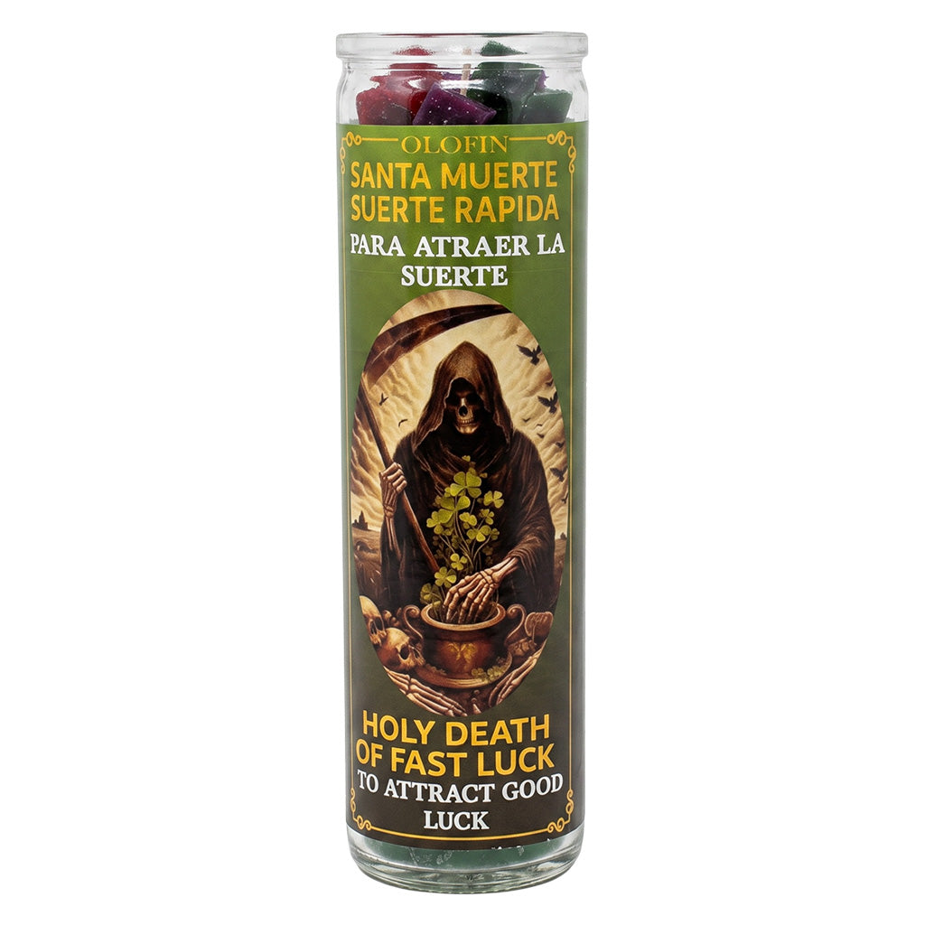 Santa Muerte Suerte Rápida (Holy Death Of Fast Luck) Prepared Ritual Candle Perfumed Vela Preparada