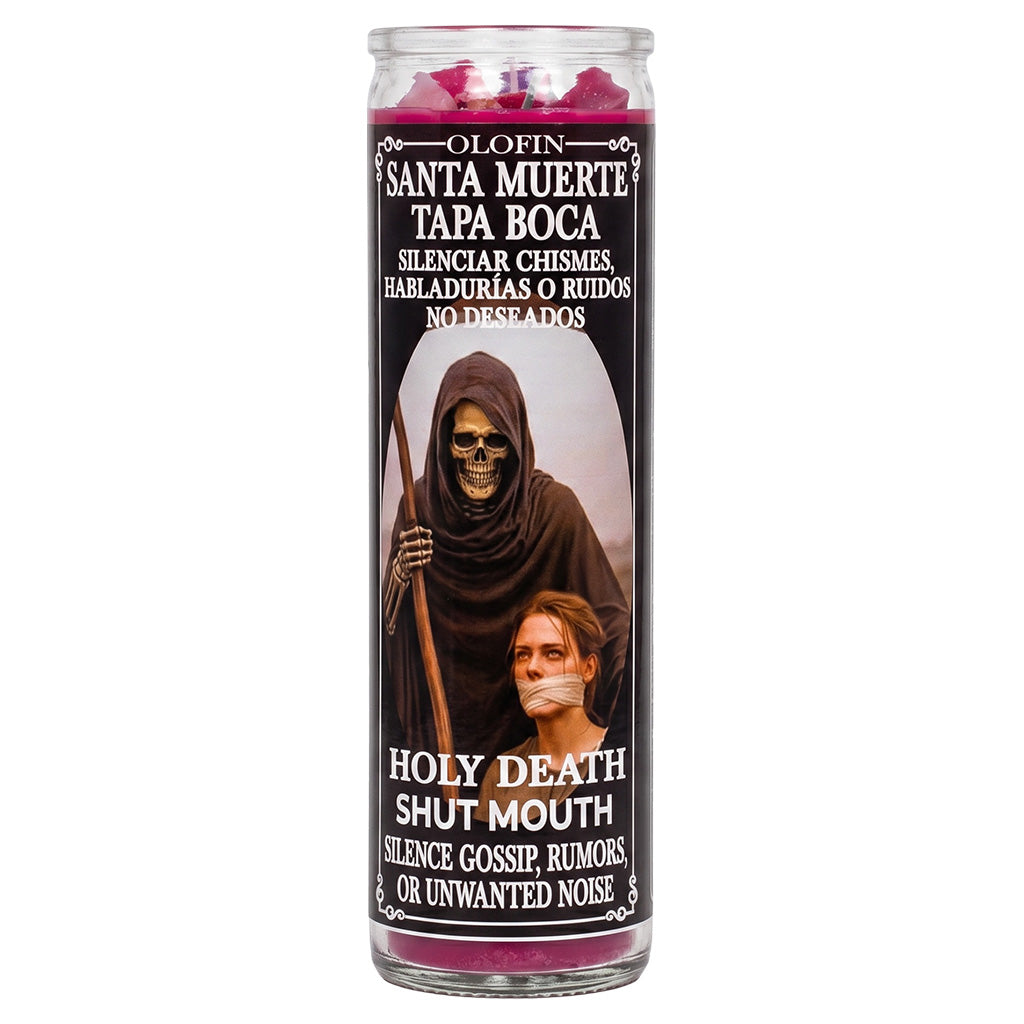 Santa Muerte Tapa Boca (Holy Death Shut Mouth) Prepared Ritual Candle Perfumed Vela Preparada