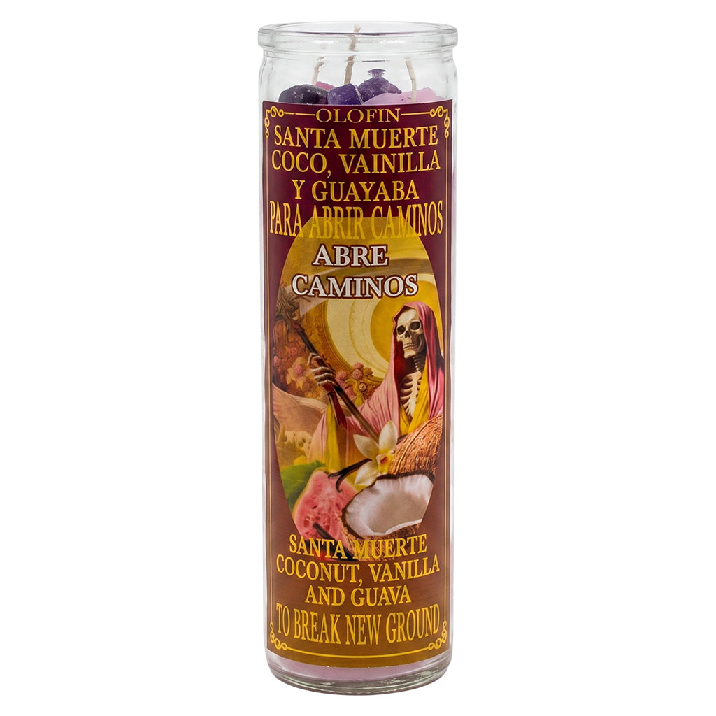 Santa Muerte Coco Vainilla Y Guayaba (Holy Death Coconut Vanilla & Guava ) Prepared Ritual Candle Perfumed Vela Preparada
