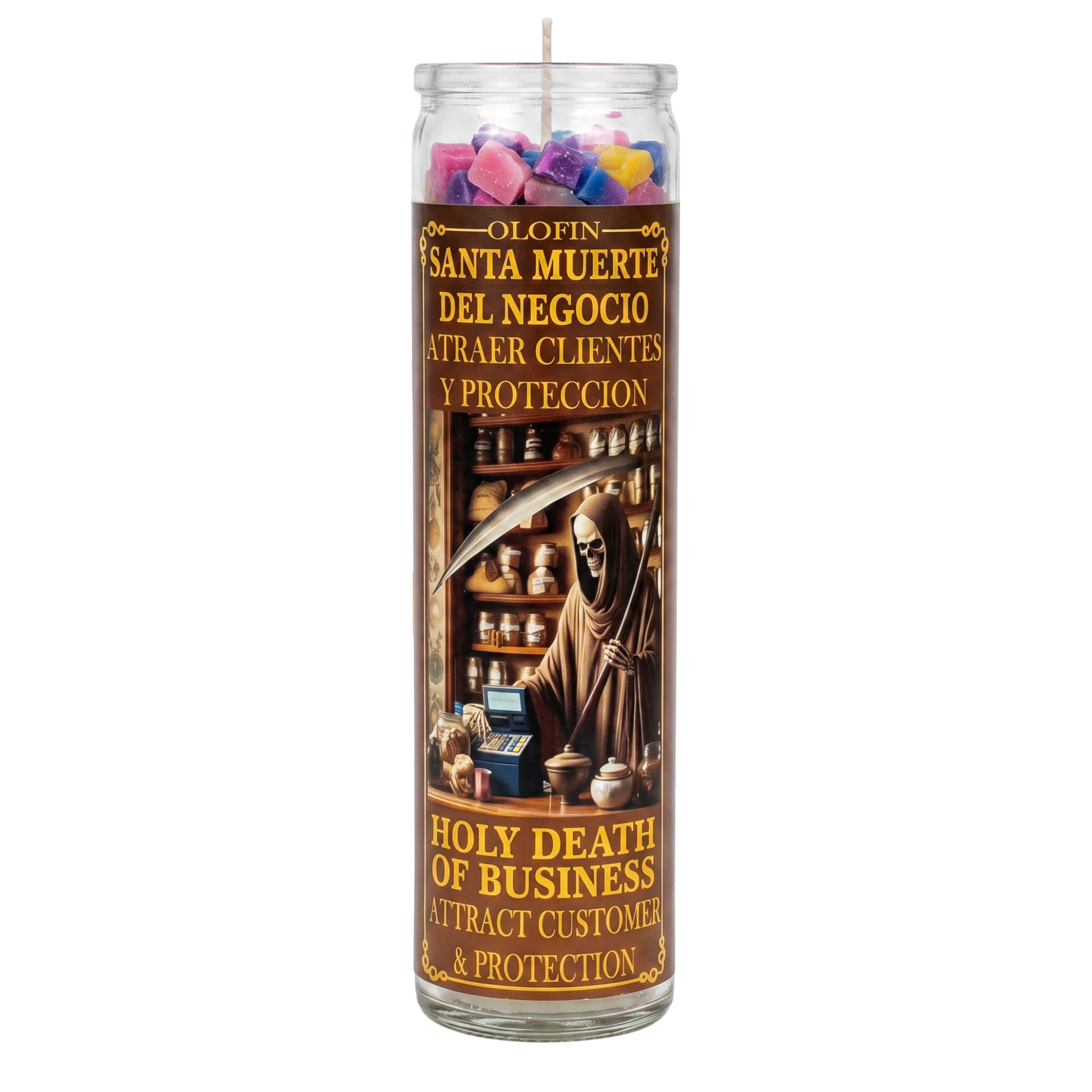Santa Muerte Limpia Aura (Holy Death Clean Aura) Prepared Ritual Candle Perfumed