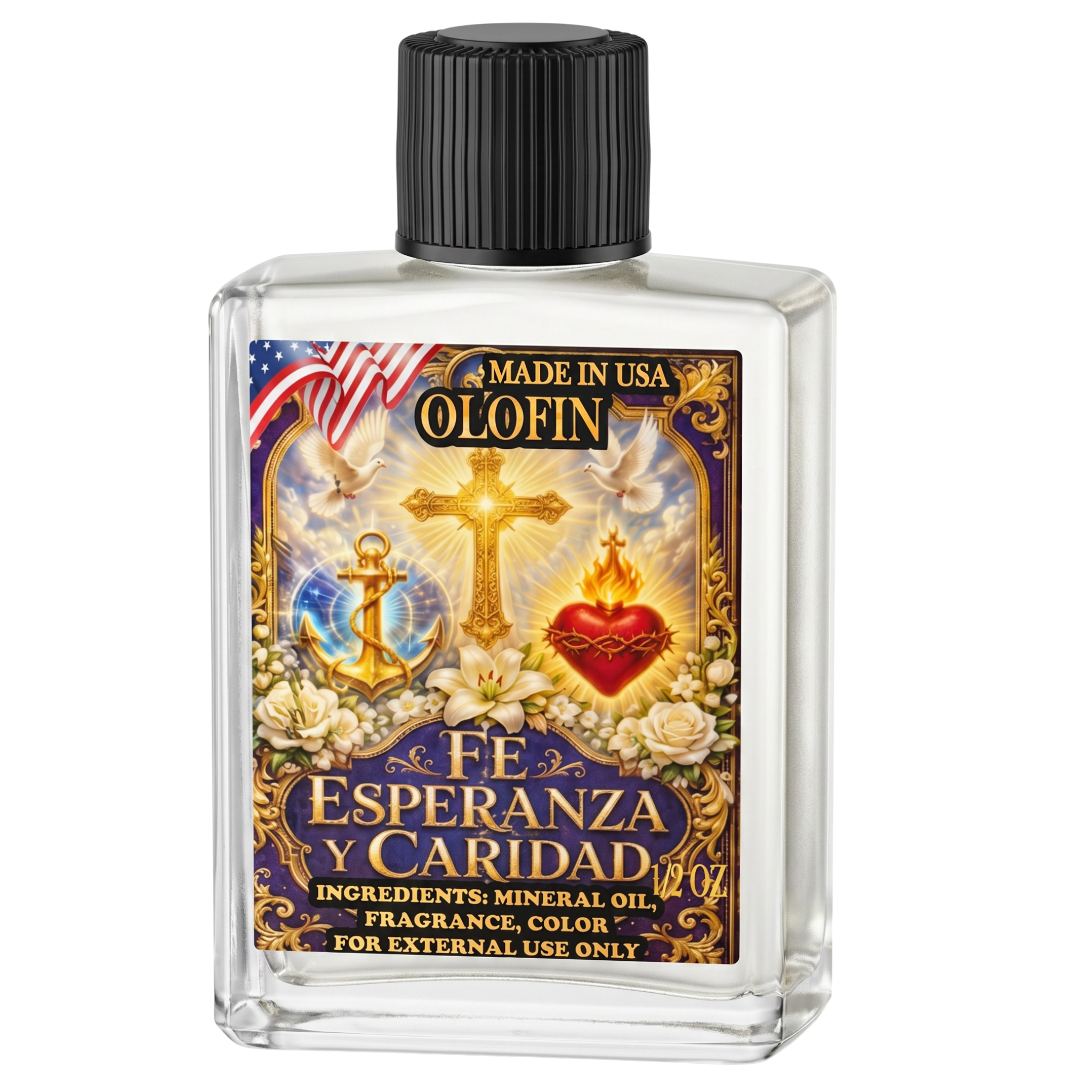 Fe Esperanza Y Caridad Aceite Esoteric Fragrance Oil 1/2oz-1oz Square Bottle