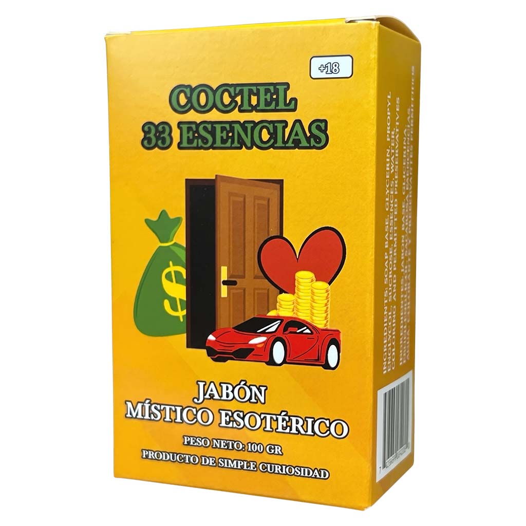 Coctel 33 Esencias Soap – Perfumed Mystical Soap Bar, 100 g (Jabón Esotérico Perfumado con Fermonas