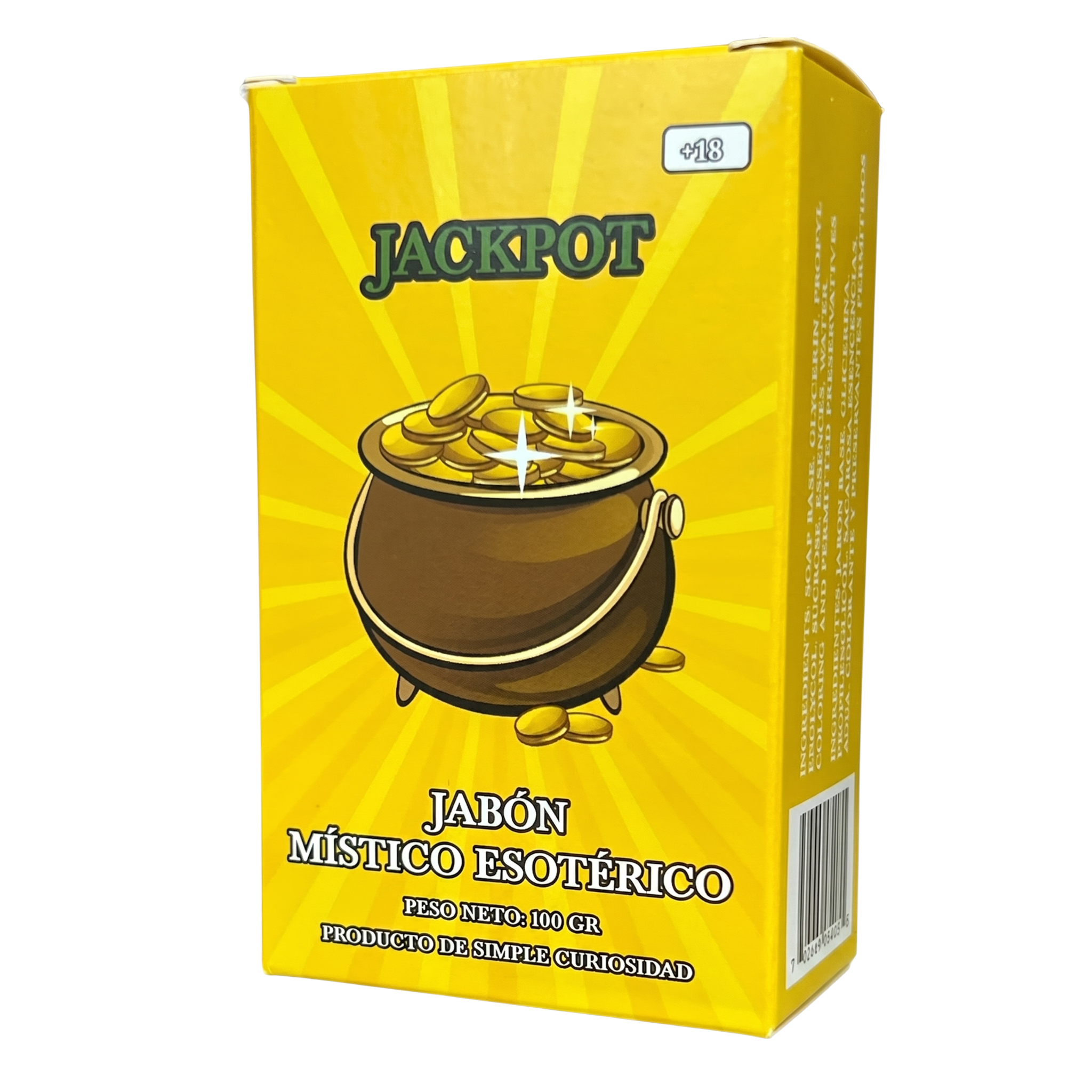 Yellow box with a pot of gold and 'Jackpot' branding on a white background