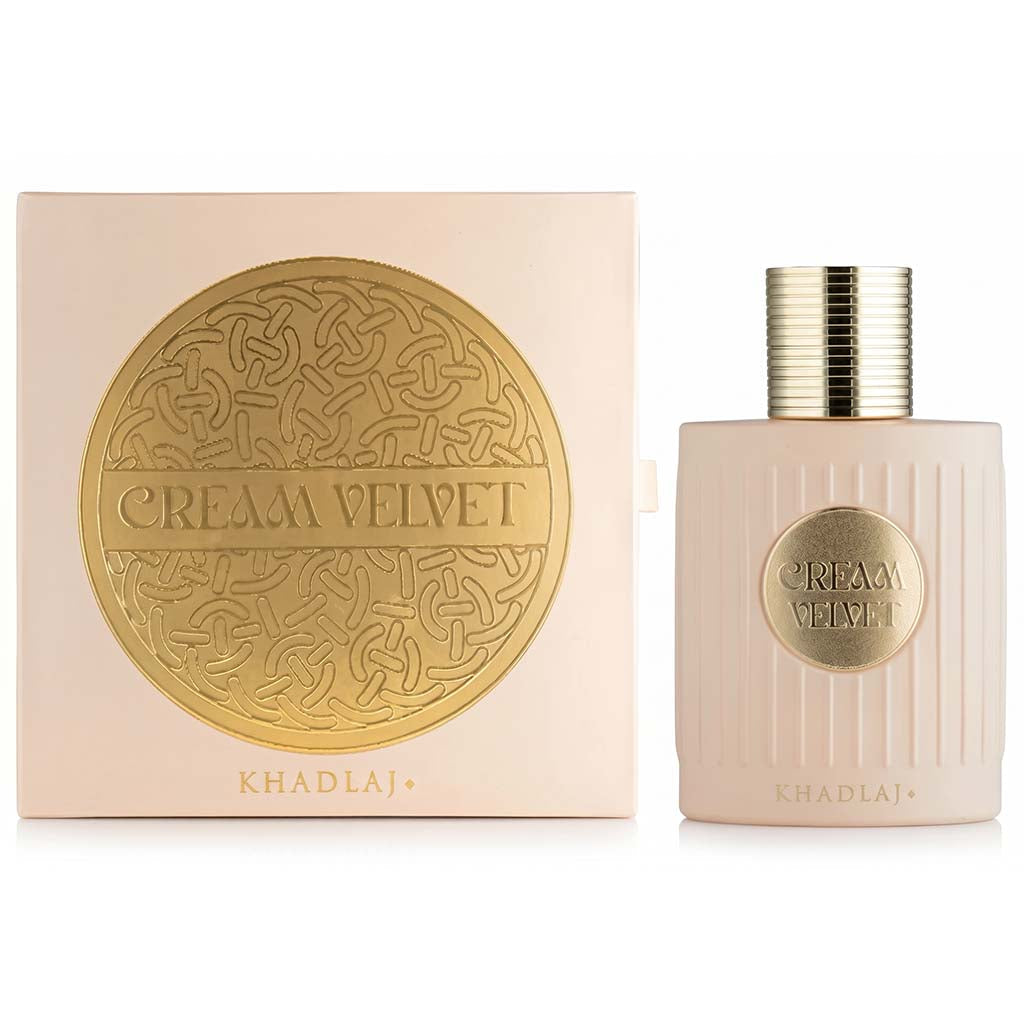 Khadlaj Cream Velvet perfume bottle and packaging on a white background