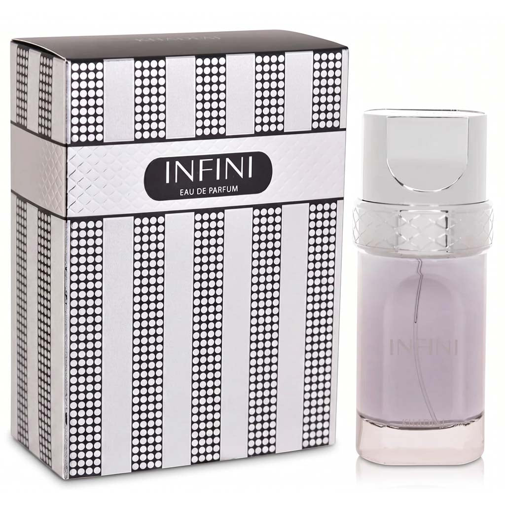 INFINI Eau de Parfum bottle and packaging on a white background