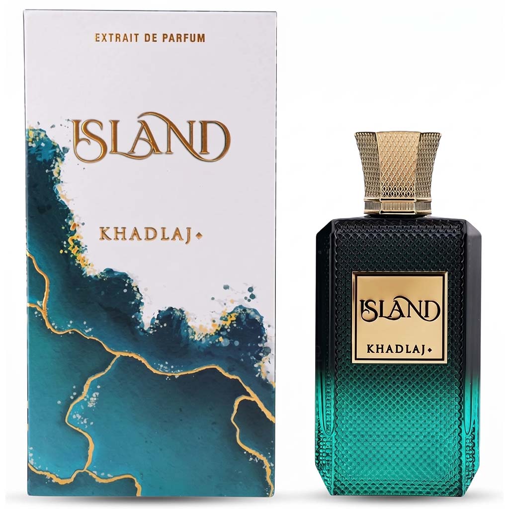 Island Khadlaj perfume bottle and packaging on a white background