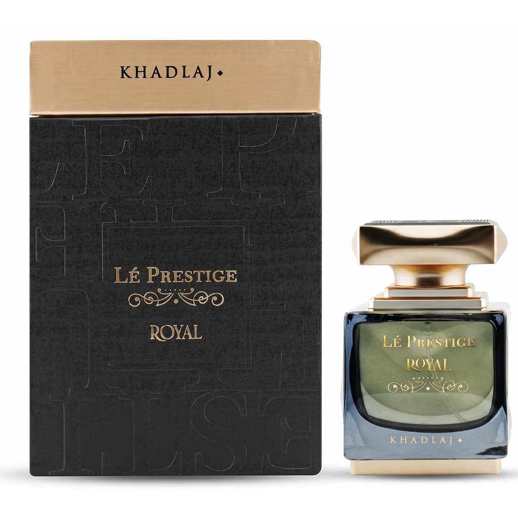 Khadlaj Le Prestige Royal perfume bottle and packaging on a white background