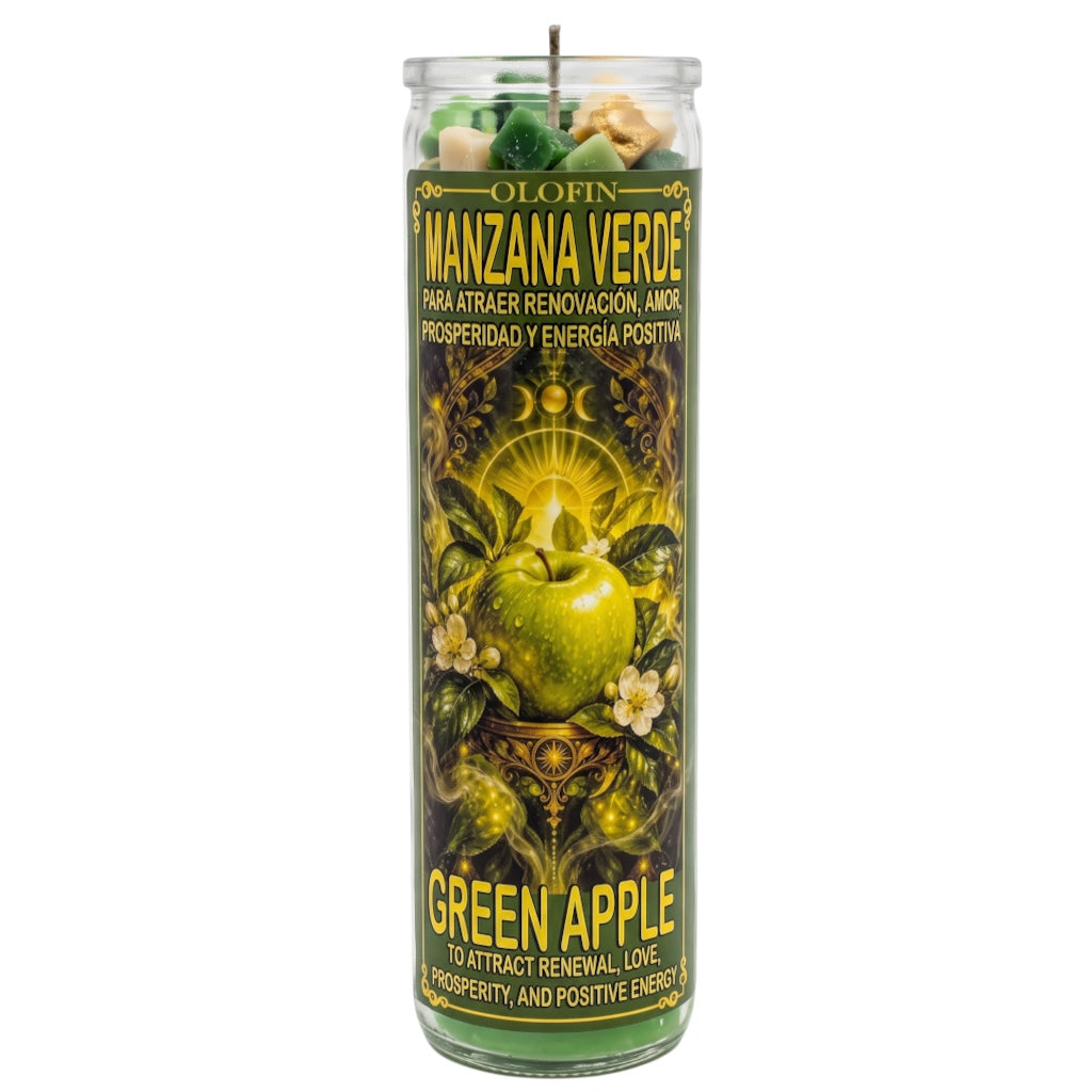Manzana Verde - Green Apple Prepared Ritual Candle Perfumed Vela Preparada 