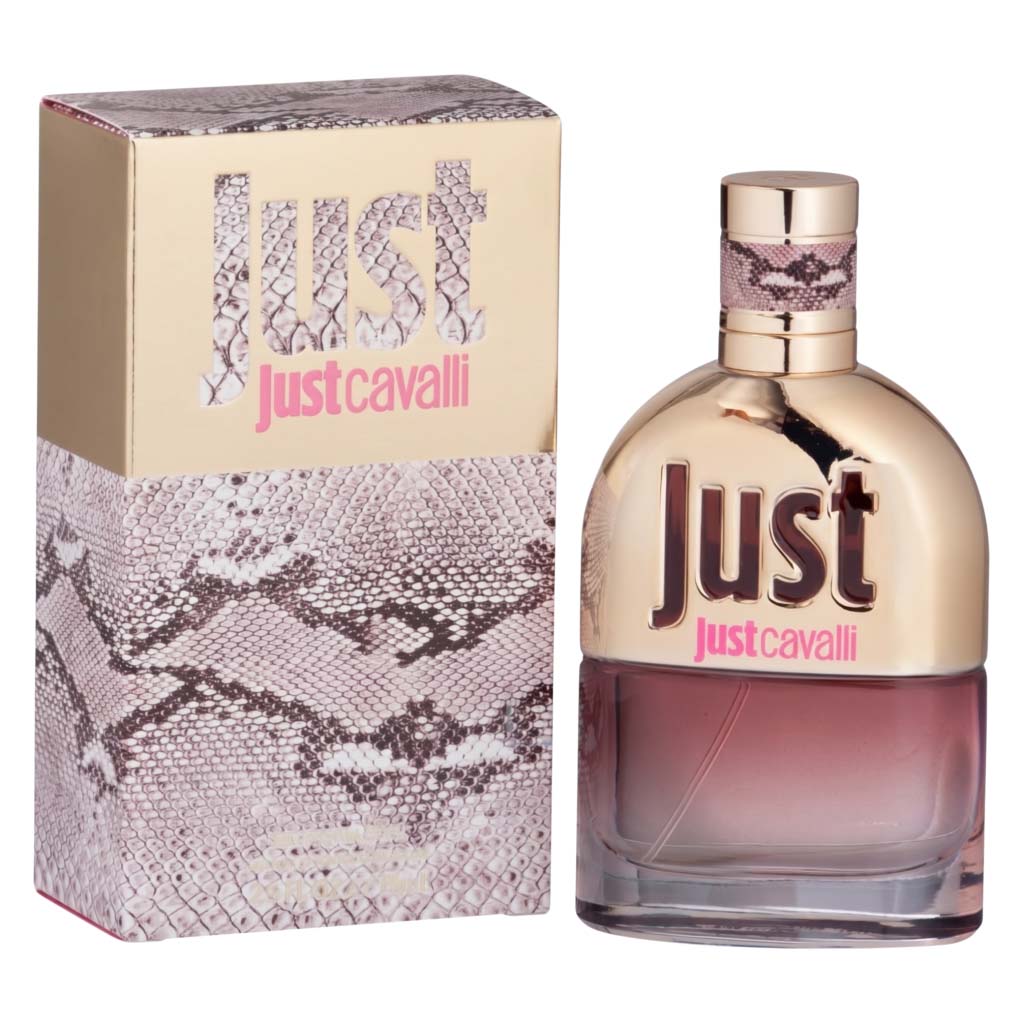 Just Cavalli perfume bottle and packaging on a white background