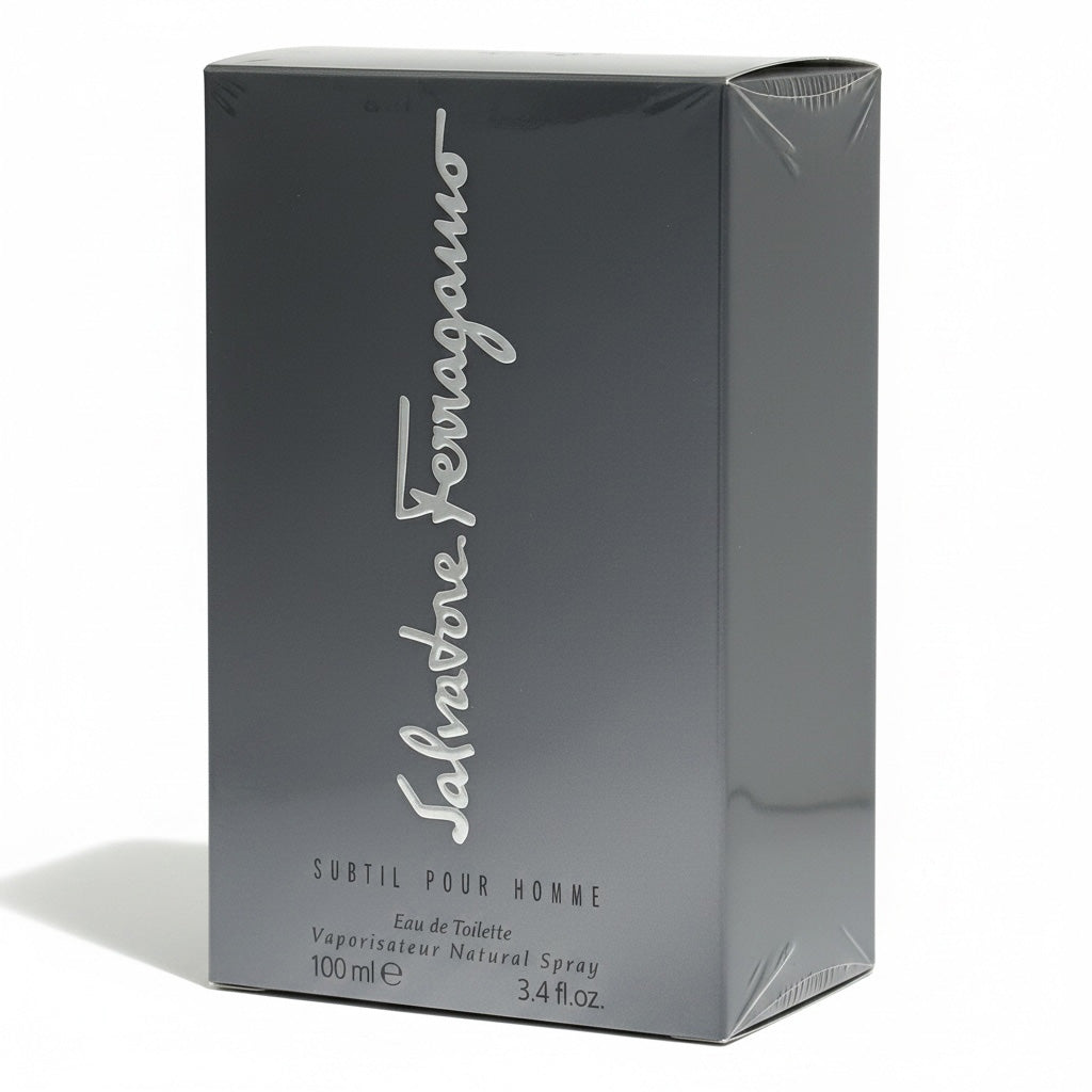 Salvatore Ferragamo men's perfume packaging on a white background