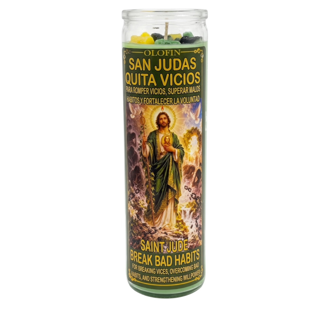 San Judas Quita Vicios - St Jude Break Bad Habits Prepared Ritual Candle Perfumed Vela Preparada 