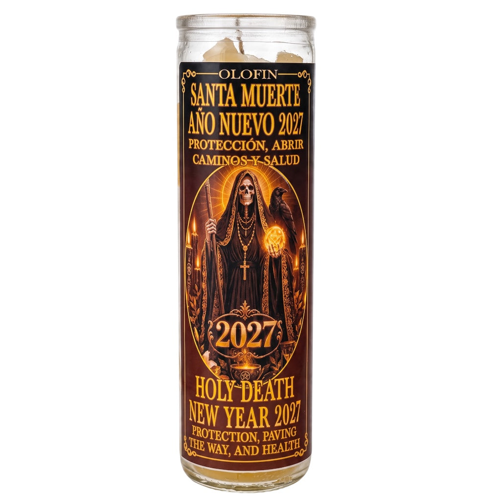 Santa Muerte Ano Nuevo 2027 - Prepared Ritual Candle Perfumed Vela Preparada