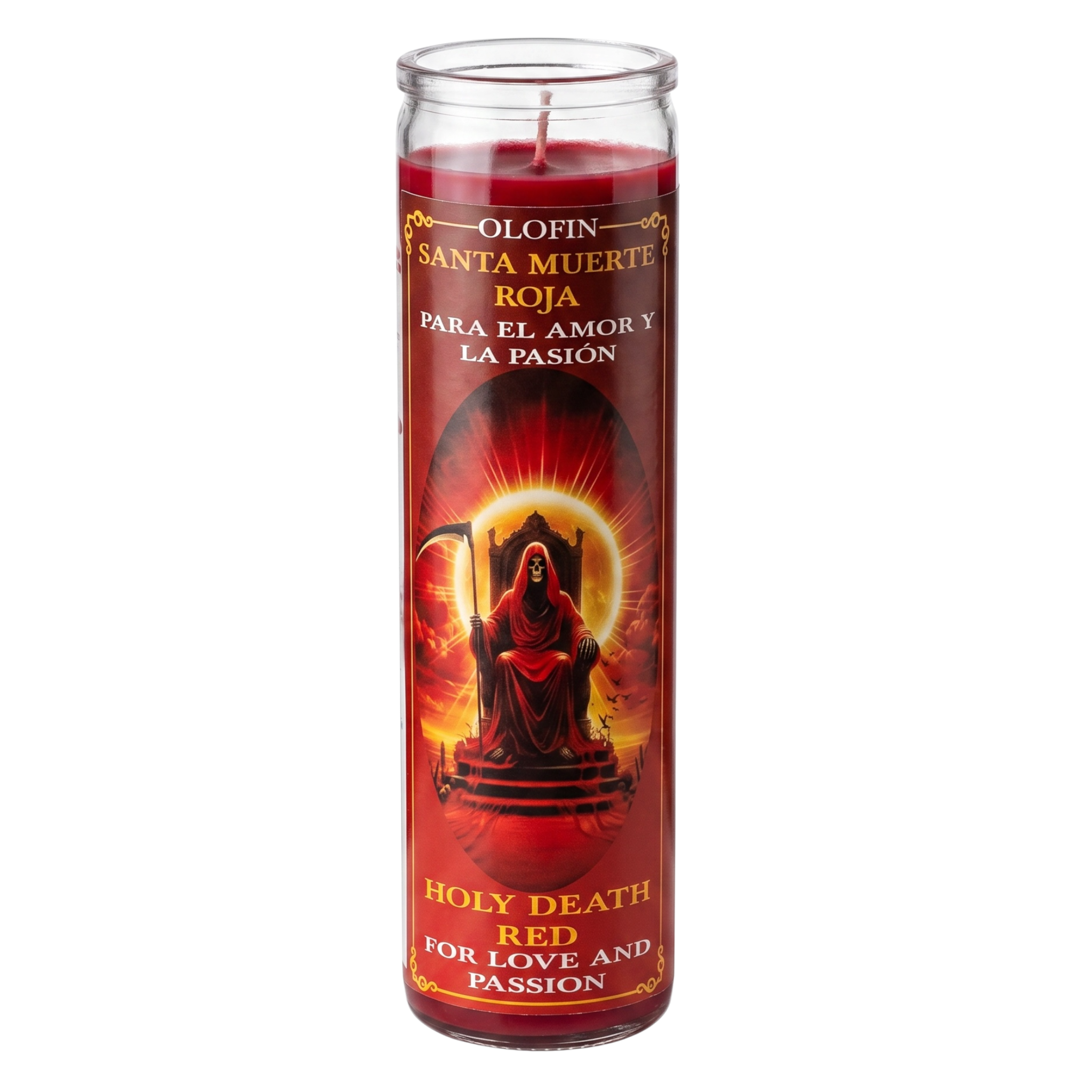 Santa Muerte Rojo (Holy Death Red) Prepared Ritual Candle Perfumed