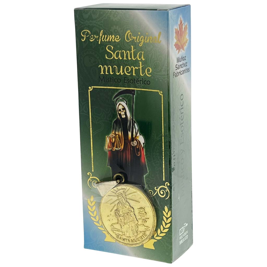 Santa Muerte Esoteric Perfume with Collectible  Protective Amulet Medallion