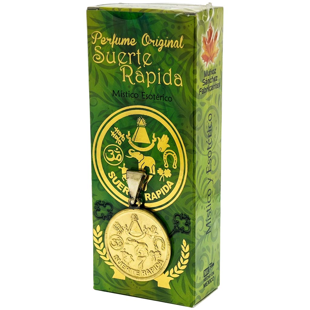 Suerte Rapida Esoteric Perfume with Collectible  Protective Amulet Medallion