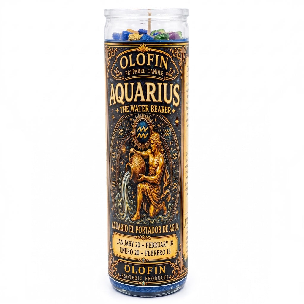 Zodiac Aquarius Prepared Ritual Candle Perfumed Vela Preparada 