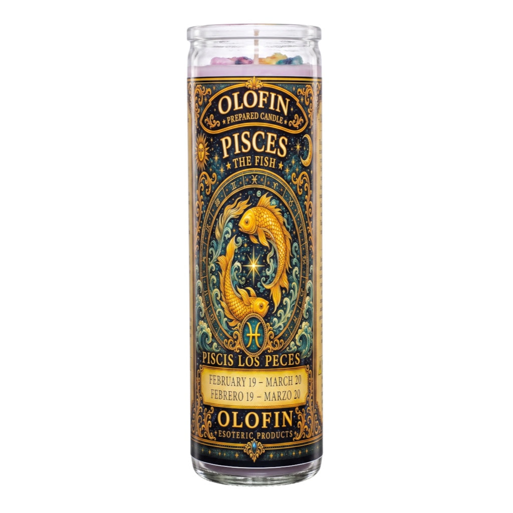 Zodiac Pisces Prepared Ritual Candle Perfumed Vela Preparada 